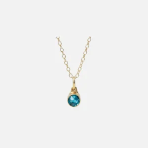 Birthstone Asche Anhänger Dezember blauer Topas vergoldet