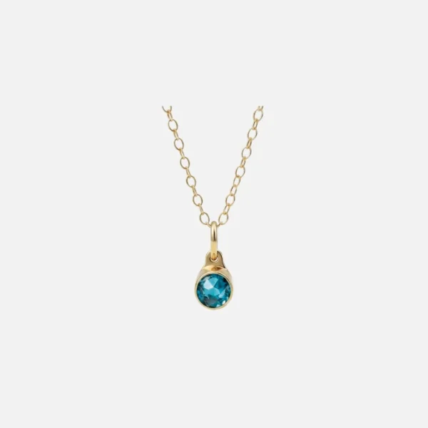 Birthstone Asche Anhänger Dezember blauer Topas vergoldet