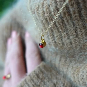 Birthstone ashanger / assieraad januari granaat goud model