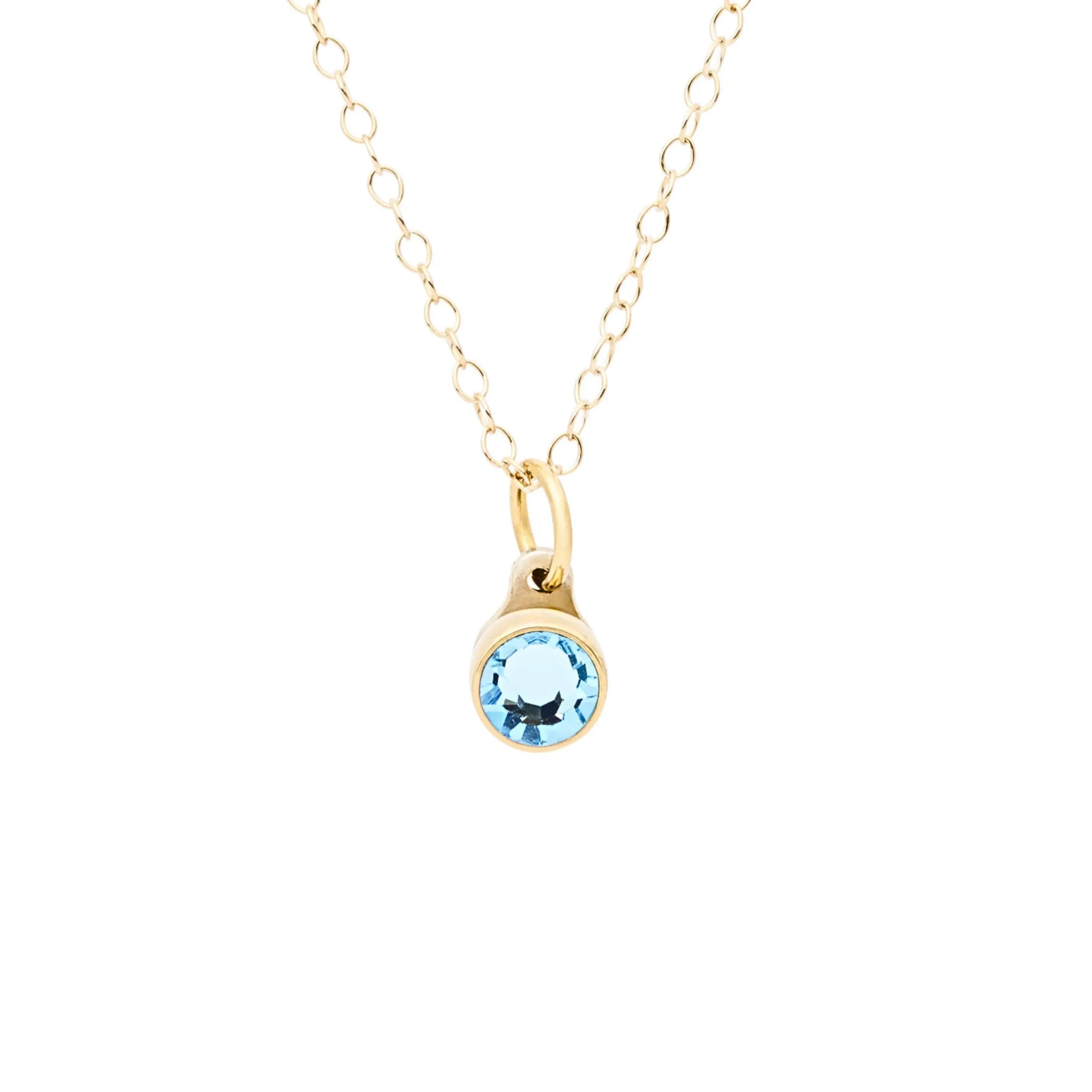 Birthstone Asche Anhänger Marsch Aquamarin vergoldet