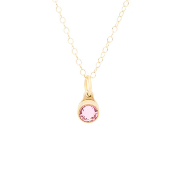 Birthstone Asche Anhänger Oktober rosa Turmalin vergoldet