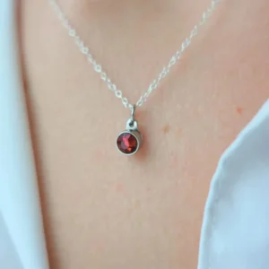 Birthstone ashanger / assieraad januari granaat edelstaal model