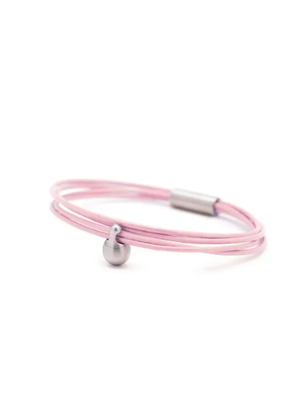 Charm Aschearmband rosa Leder Edelstahl