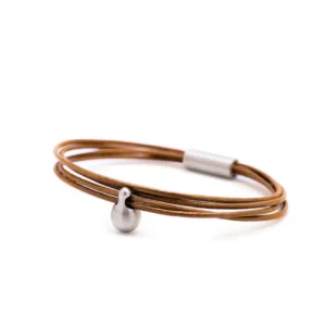 Charm Aschearmband schwarz Leder Edelstahl