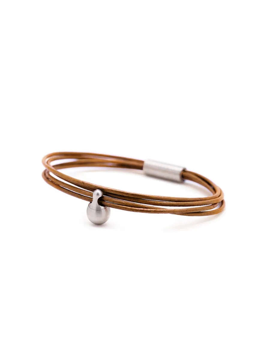 Charm Aschearmband schwarz Leder Edelstahl