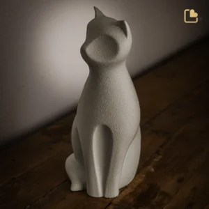 Kat porseleinen dierenurn bruin voor