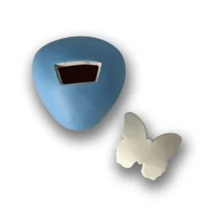 Keramische kinderurn Vlinder blauw open