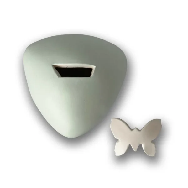 Keramische kinderurn Vlinder groen open