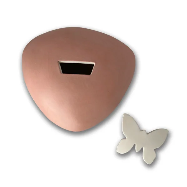 Keramische kinderurn Vlinder roze open