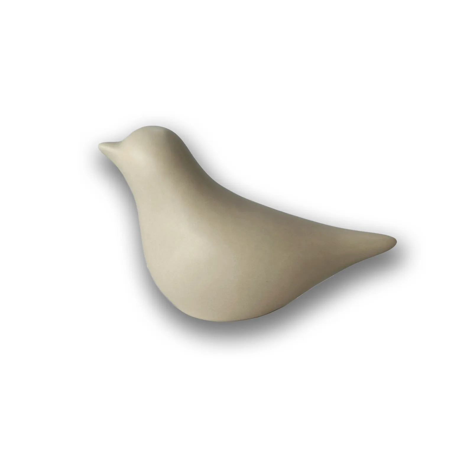 Keramische mini-urn vogel beige zij