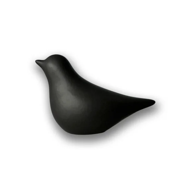 Keramische mini-urn vogel donkergrijs zij