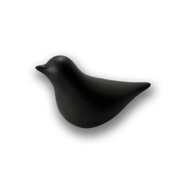 Keramische mini-urn vogel donkergrijs profil