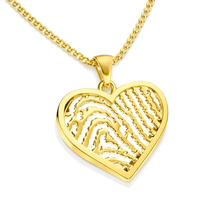 Fingerabdruck-Schmuck Anhänger Herz gold