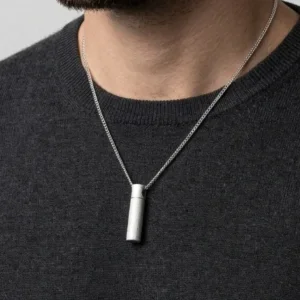 Ascheanhänger / Gedenkschmuck Cilinder Silber mit Kette – Bild 4