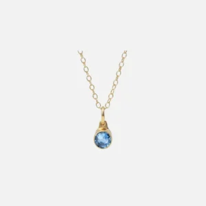 Birthstone Asche Anhänger Marsch Aquamarin vergoldet – Bild 3