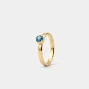 Birthstone Asche Ring Dezember blauer Topas vergoldet